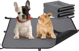 2 Pack Reusable Dog Pee Pads,Waterproof Puppy Potty Training Pee Pad for Dogs with Straps,Washable Dog Training Pads Laminated Whelping Mat (Grey-Strap-S (23.6 x 18.5 inches))
