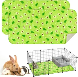 2 Pcs 47 x 24 Inch Guinea Pig Bedding Washable Cage Liner Reusable Absorb Water Mats Non Slip Guinea Pig Pads for Small Animals Hamster Rabbit Rat(Cute Style)