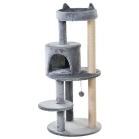 3-Tier Deluxe Cat Activity Tree w/ Scratching Posts Ear Perch House Kitten Grey