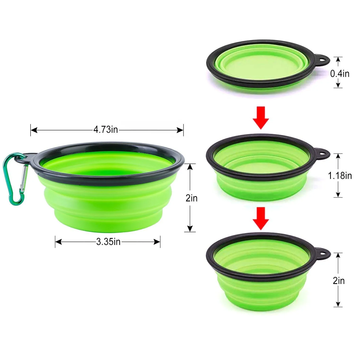 4-Pack: Silicone Collapsible Dog or Cat Food Water Bowl
