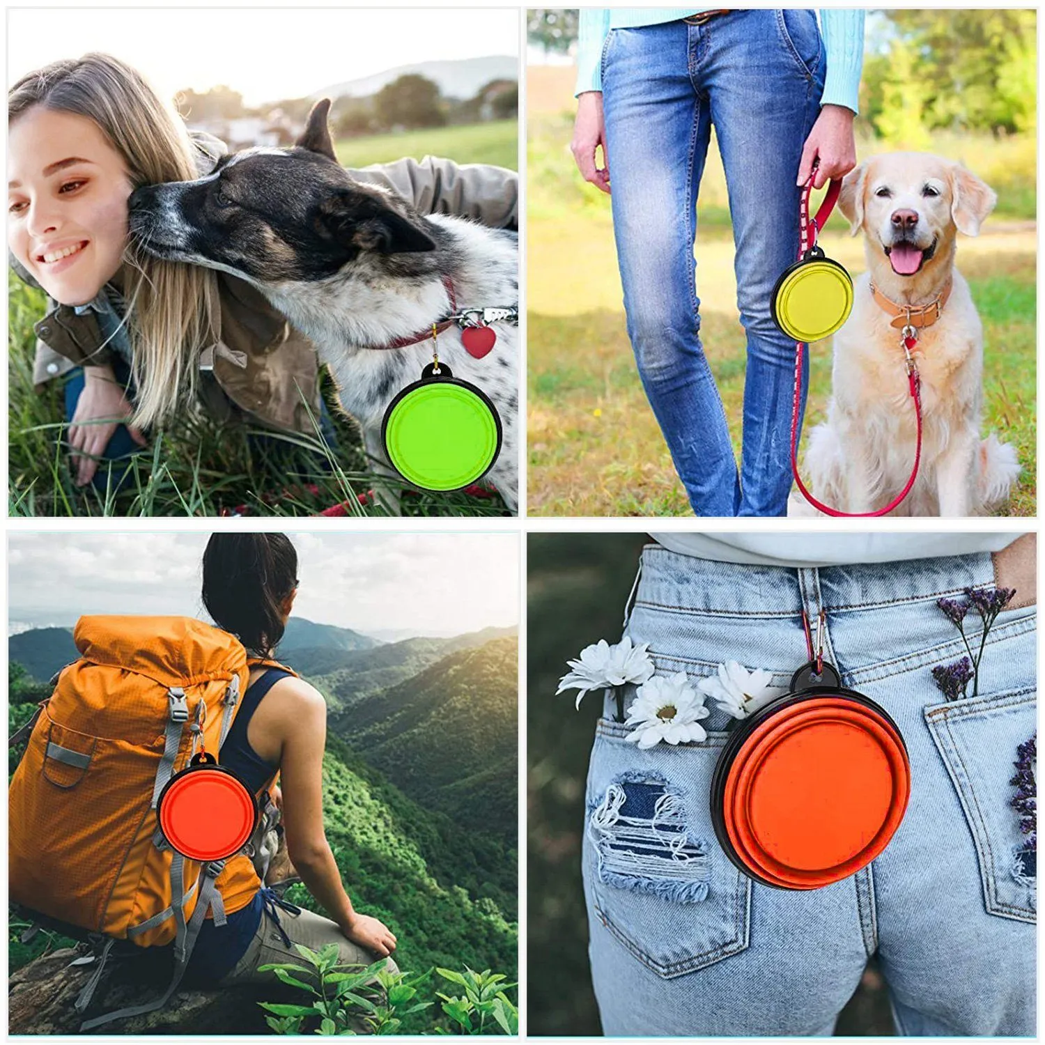 4-Pack: Silicone Collapsible Dog or Cat Food Water Bowl