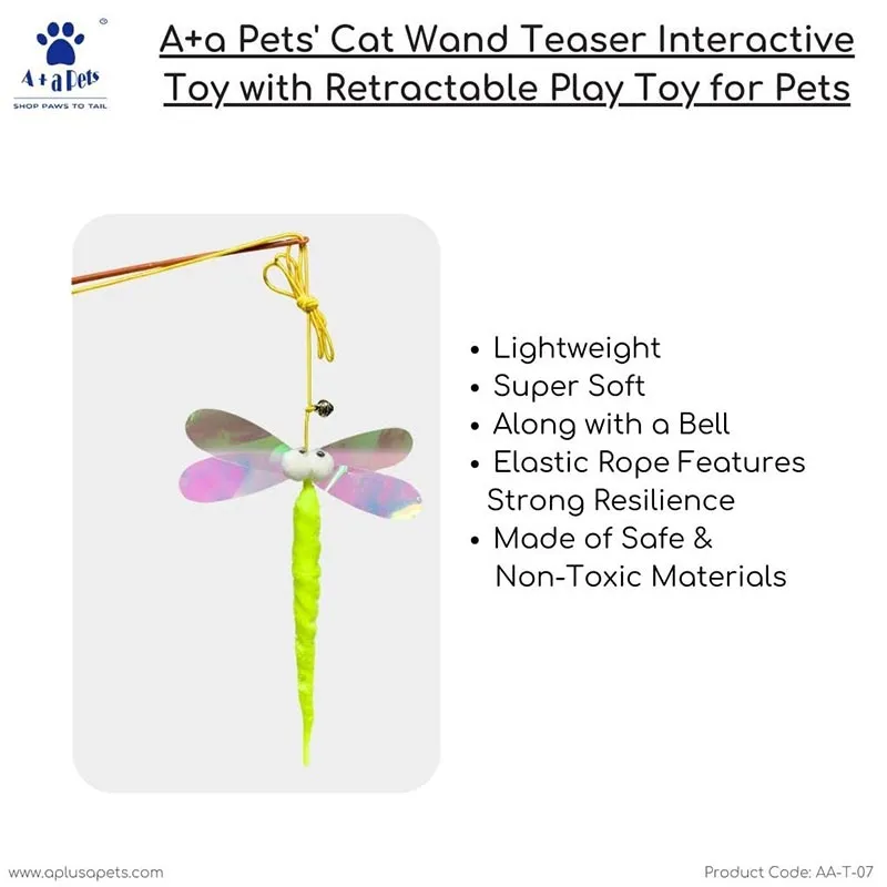 A a Pets' Wand Teaser Interactive Cat Toy with Retractable Worm - Caterpillar