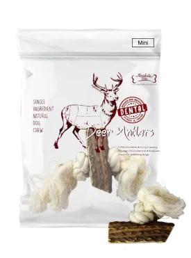 Absolute Bites Deer Antler with Rope Dental Dog Chew