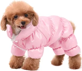 AOFITEE Dog Winter Coat, Waterproof Dog Jacket, Fullbody Dogs Winter Coat Snowsuit, Windproof Puppy Puffer Jacket Snow Suit with Legs, Pet Fleece Vest, Cold Weather Coats for Small Dogs, Pink XL