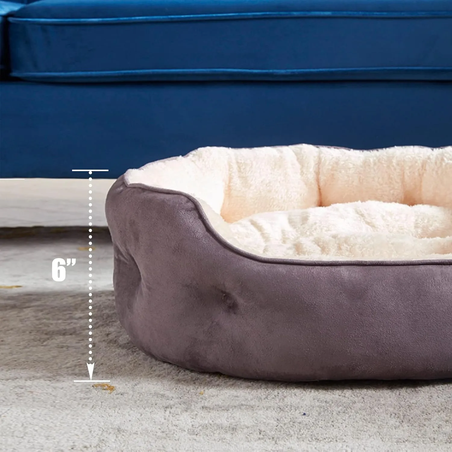 BDEUS Cat Bed Round, Suede Fabric Double-Side Available Pet Bed with Removable Pillow for Indoor Cats & Dogs, Extra Soft & Washable Dog Bed with Anti-Slip & Water-Resistant Bottom