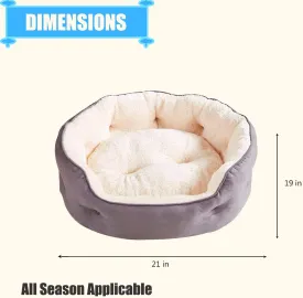 BDEUS Cat Bed Round, Suede Fabric Double-Side Available Pet Bed with Removable Pillow for Indoor Cats & Dogs, Extra Soft & Washable Dog Bed with Anti-Slip & Water-Resistant Bottom