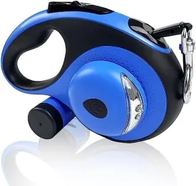 Best Dog Supplies Retractable Thick Dog Leash for Large Dogs with Bag Dispenser and Flashlight, 26ft/8M Dog Leash for S, M, Large Dogs up to 110lbs Pet Leash One Button Break Retractable Leash - Blue