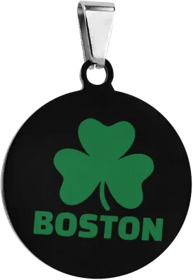 Boston Shamrock Stainless Steel Pet ID Tags Personalized Dog and Cat Tags Cute Collar Tags Circular