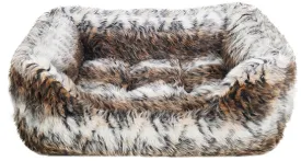 BROWN COSY FUR PRINT SQUARE BED