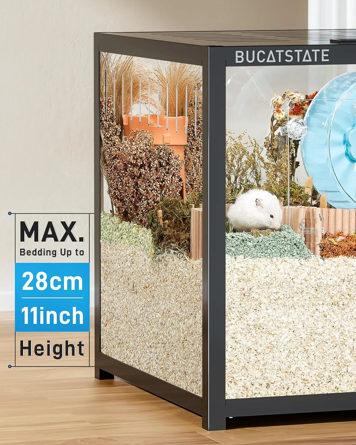 BUCATSTATE Hamster Cage Metal 3.0 - Chewproof Large Rat Cage Stackable with Top Access Easy Assemble 47L x 23.6W x 25.5H Inches Dwarf Syrian Hamster Tank for Gerbil Mouse (7.75 ft, Black)
