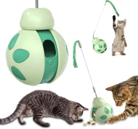 Cat Interactive Toys for Indoor Cats - Kitten Wand Toy Treat Dispenser, Slow Food Dispenser Feeder Treat Dispensing Feeding Pet Supplies for Weight Loss Lose Kitten Kitty (Green)