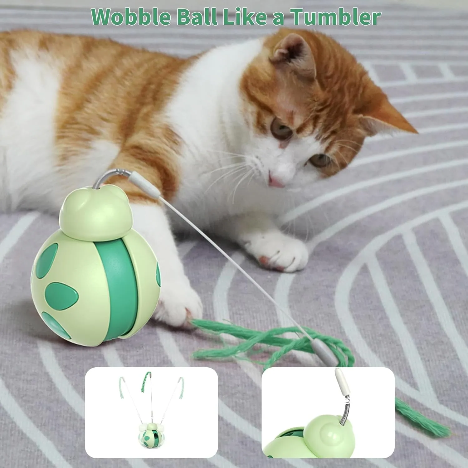 Cat Interactive Toys for Indoor Cats - Kitten Wand Toy Treat Dispenser, Slow Food Dispenser Feeder Treat Dispensing Feeding Pet Supplies for Weight Loss Lose Kitten Kitty (Green)