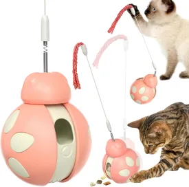 Cat Puzzle Toy for Indoor Cats - Ladybug Design with Treat Dispenser, Tumbler Ball & Detachable Wand Toy | Durable & Safe Interactive Pet Teaser Toy (Pink)