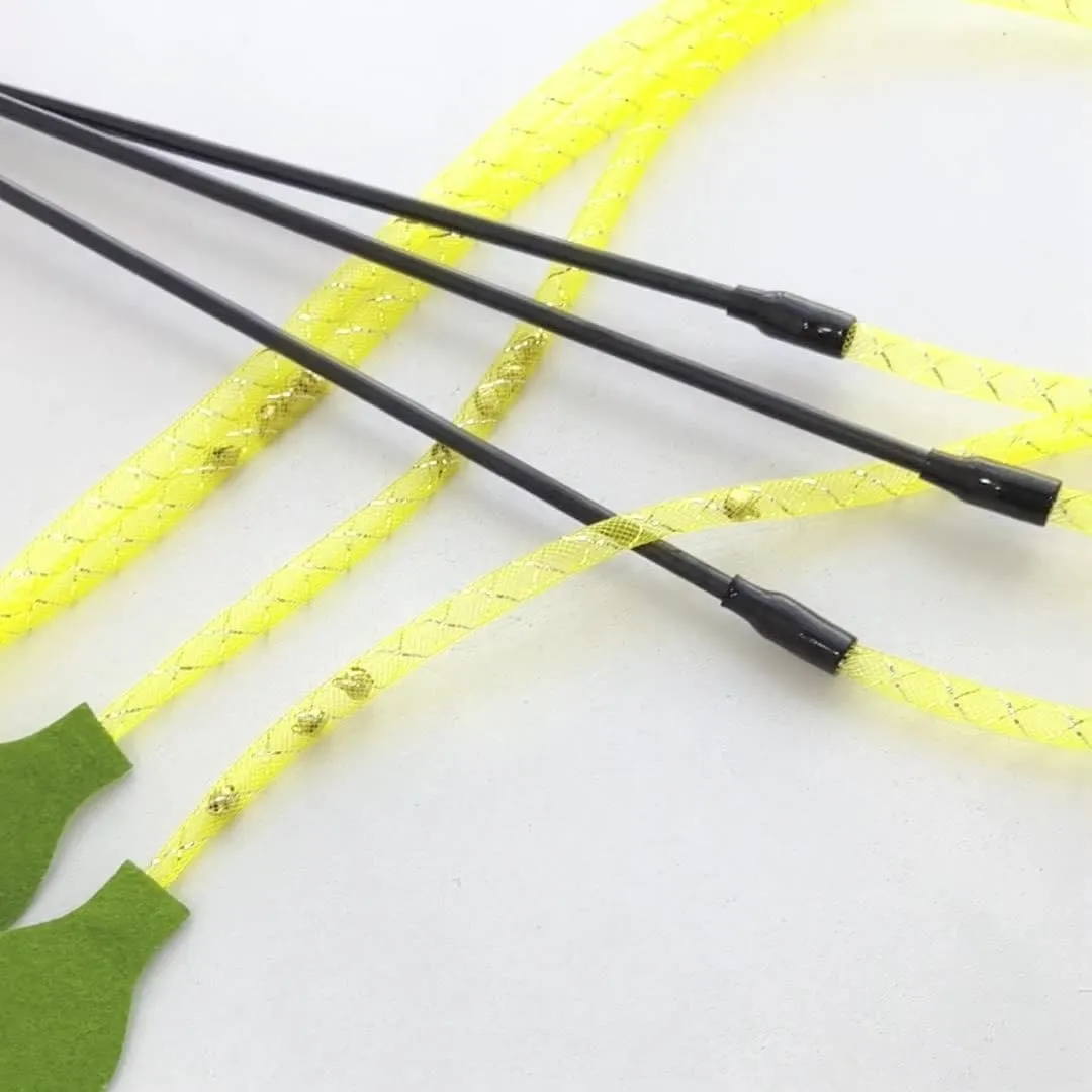 Cat Teaser Wand Toy for Indoor Cats, Cute Mesh Snake & Crinkle Plush Fabric Kitten Wand Kitty Toys Interactive Play Chase Exercise Wand String Toys Cat Toys for All Breed Sizes (Yellow,14.57 30.7inch)
