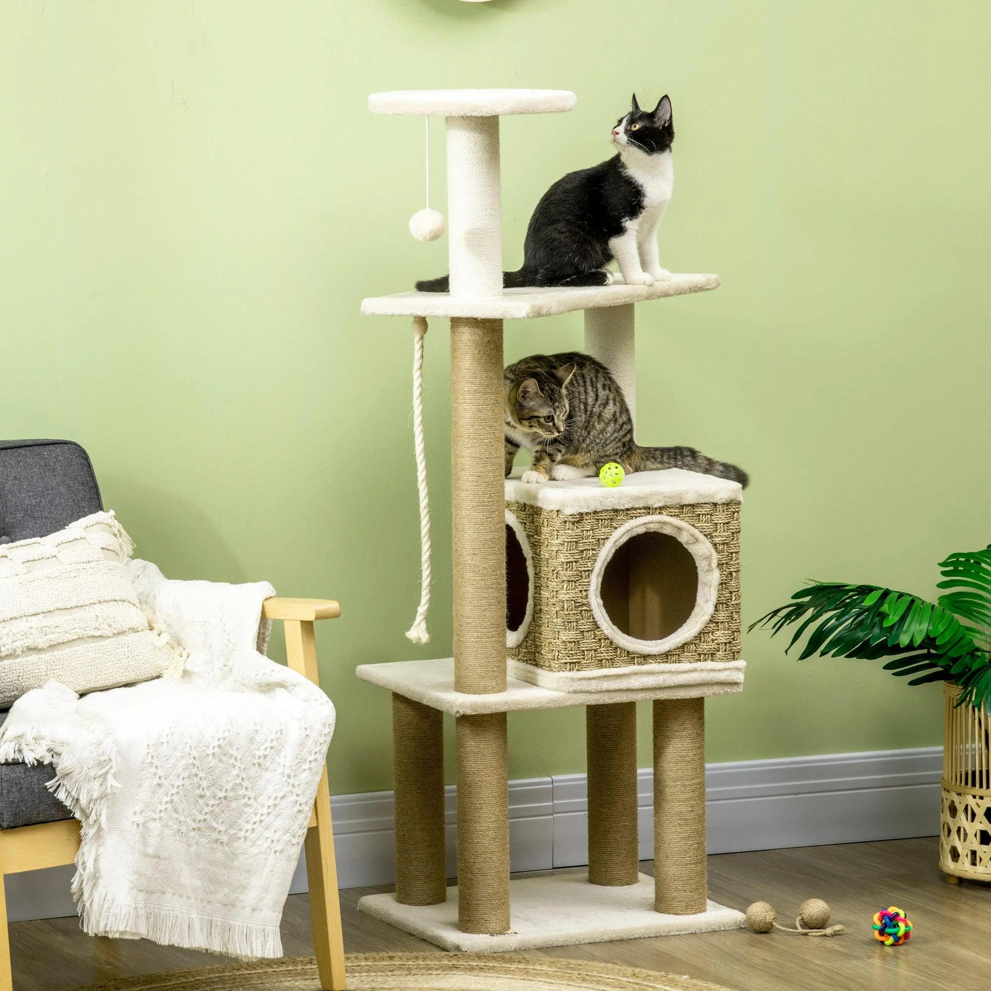 Cat Tree Climbing Tower, 128cm - Beige