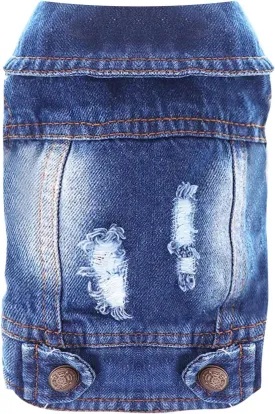 Cool Blue Dog Jean Jacket Small Pet Outfits Dog Clothes for Small Medium Dogs Cats Boys Girls Pet Vest Denim Coats Puppy Shirts Doggy Costume Clothing for Shih tzu Chihuahua Yorkie Teacup