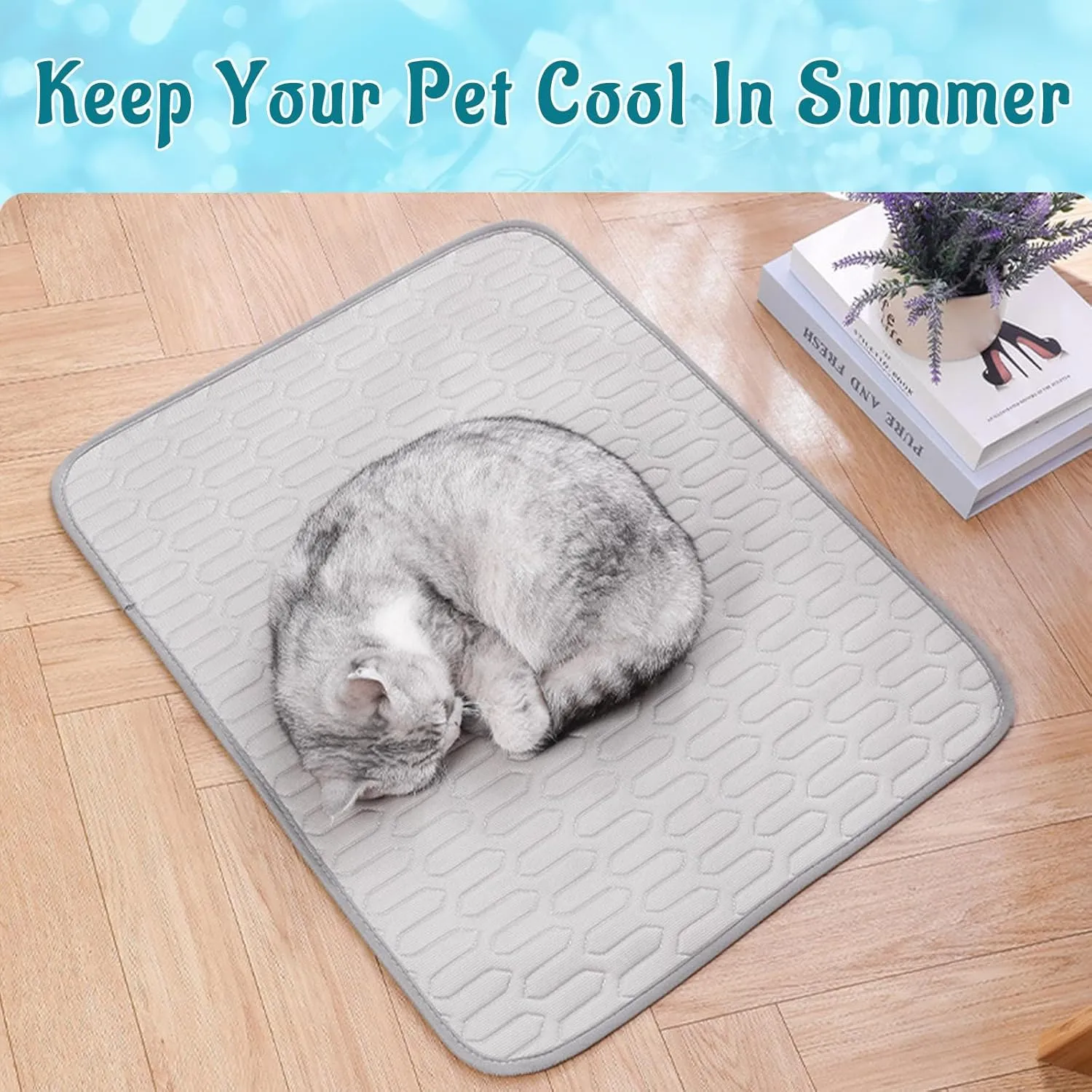 Cooling Mat for Dogs Cats Perfect Summer Ice Silk Pad for Small Medium Large Animal Washable and Chew-Proof Sleeping Seat for Crate, Bed, Floor, Car Seats Ideal for Outdoor Indoor