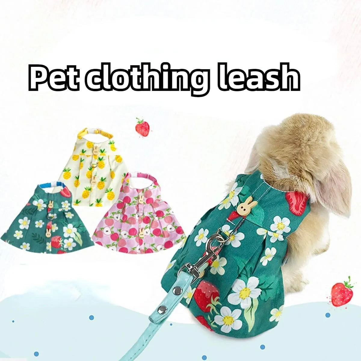Cute Rabbit Leash and Harness Set, Bunny Rabbit Dress Clothes Walking Harness Vest Escape Proof Pet Supply for Rabbit Hedgehog Ferret Guinea Pig (Yellow with Accessories,L)