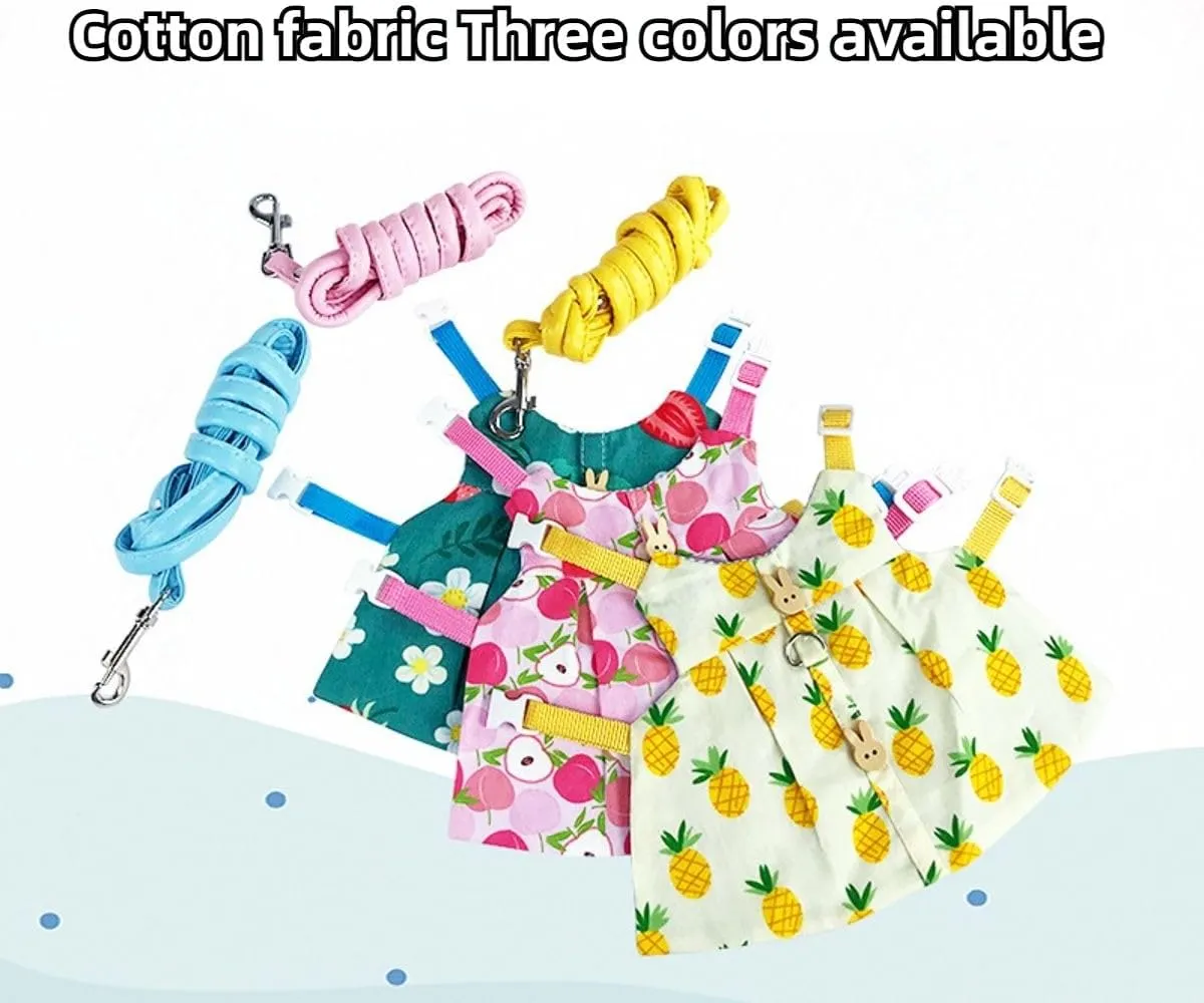 Cute Rabbit Leash and Harness Set, Bunny Rabbit Dress Clothes Walking Harness Vest Escape Proof Pet Supply for Rabbit Hedgehog Ferret Guinea Pig (Yellow with Accessories,L)
