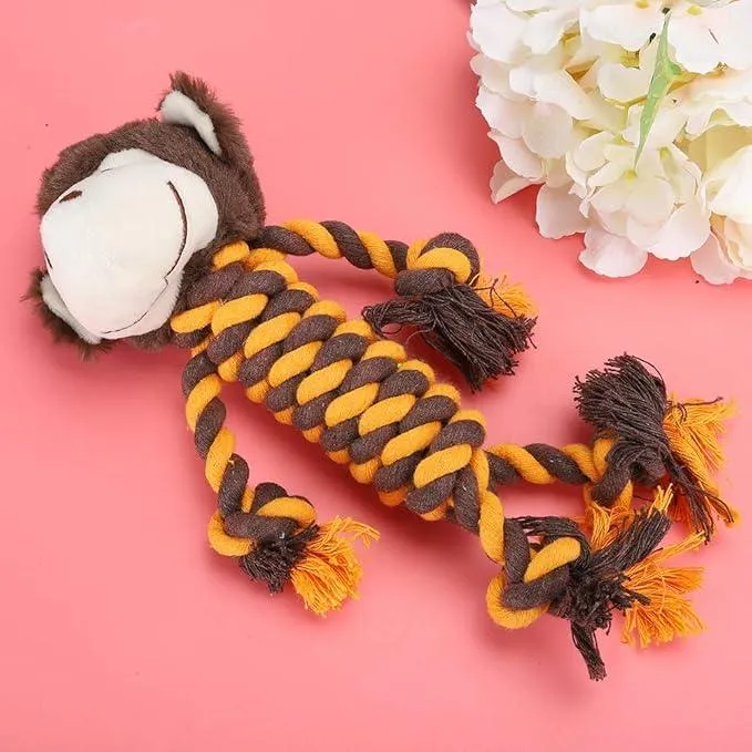 Dog Molar Toy, Durable Chew Ball Toy Dog Chew Toys Plush Cotton Rope Molar Toy Tooth Cleaning Toys Dog Training Interactive Toy(Monkey)