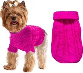 Dog Sweaters for Small Dogs Girl Boy, XS Yorkie Sweaters XXS Puppy Doggie Sweater Winter Warm Dog Turtleneck Knitwear Pullover for Chihuahua Fall Winter Cold Weather,Hot Pink XS