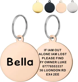 Dog Tag Dog Tags Engraved for Pets Personalized High End Stainless Steel Custom Deep Laser Engraved Scratch Resistant Dog ID Tags with Any Name for Puppy Cat Dog(Round Champagne Gold S)