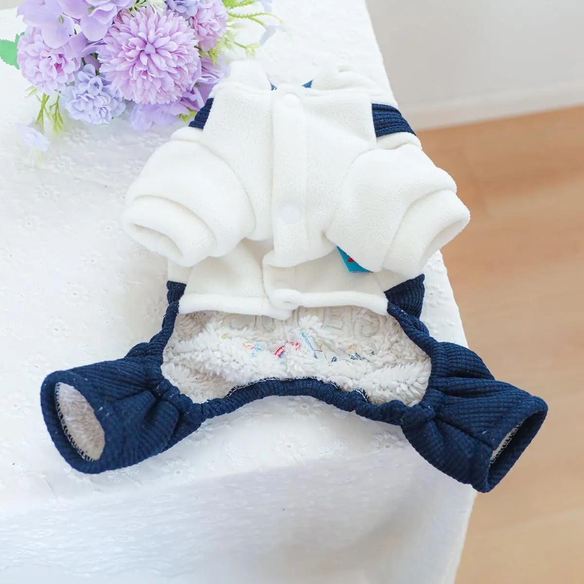Dog Winter Jumpsuit Puppy Stylish Hood Four-Legged Clothes Small Dog Fleece Lined Coats Cozy Warm Pajamas Hoodies Dog Cute One Piece Outfits Chihuahua Clothes Christmas Holiday Birthday Dog Coats