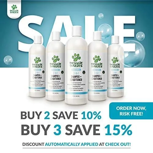 Doggie Dailies Dog Shampoo and Conditioner: 2-in-1 Shampoo for Dogs Made in The USA - Safely Cleans, Conditions, and Moisturizes Skin & Coat - Natural Dog Shampoo for Dry Itchy Skin (17 fl oz)