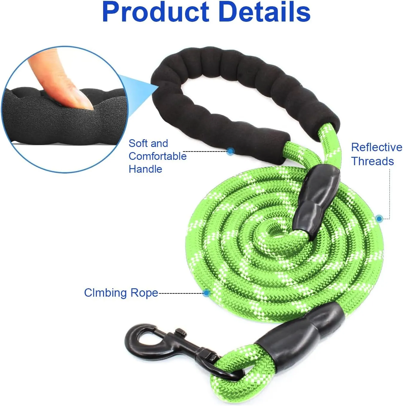 Double Dog Leash, Dual Dog Leash, 360 Swivel Tangle Free Bungee Walking Training for Medium Dogs, Shock Absorbing Bungee Reflective for Two Dogs, 18~120 lbs, Green