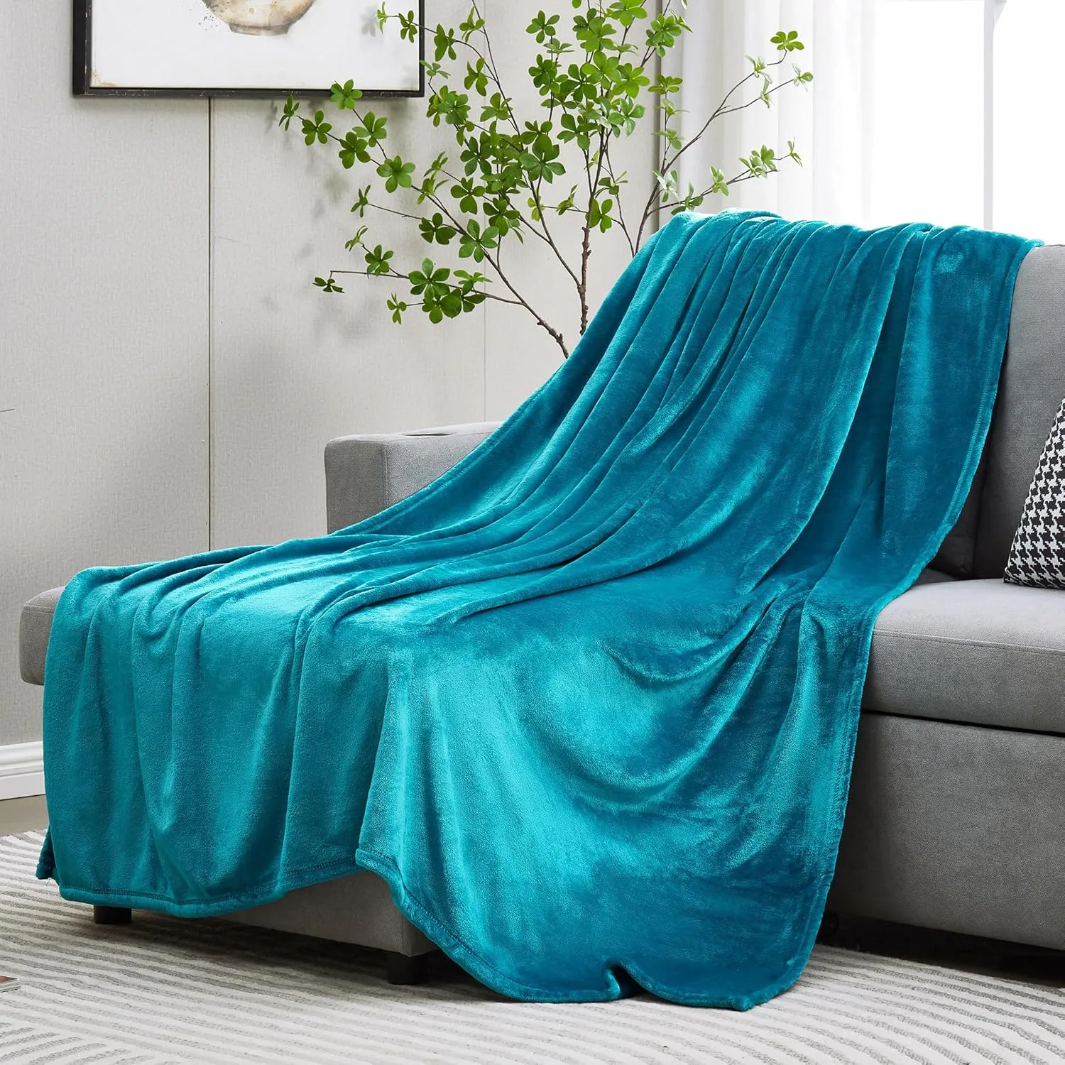 DREAMNINE Soft Cozy Plush Fleece Throw Blanket 50" x 60", Solid Shag Minky Lightweight Lap Fuzzy Flannel Blanket for Bedroom, Luxury Washable Warm Velvet Blankets for Couch Sofa Pet, Breathable, Teal