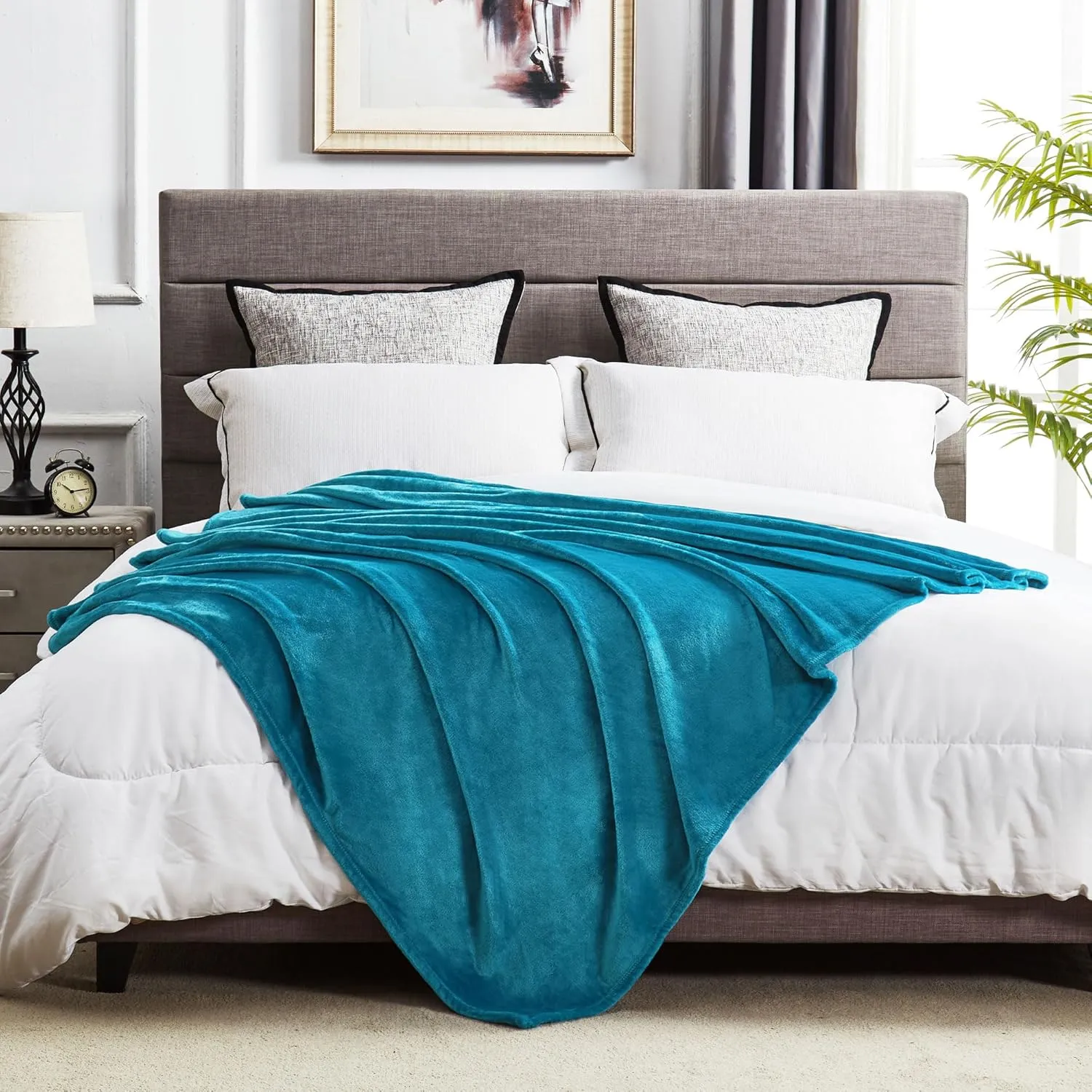 DREAMNINE Soft Cozy Plush Fleece Throw Blanket 50" x 60", Solid Shag Minky Lightweight Lap Fuzzy Flannel Blanket for Bedroom, Luxury Washable Warm Velvet Blankets for Couch Sofa Pet, Breathable, Teal