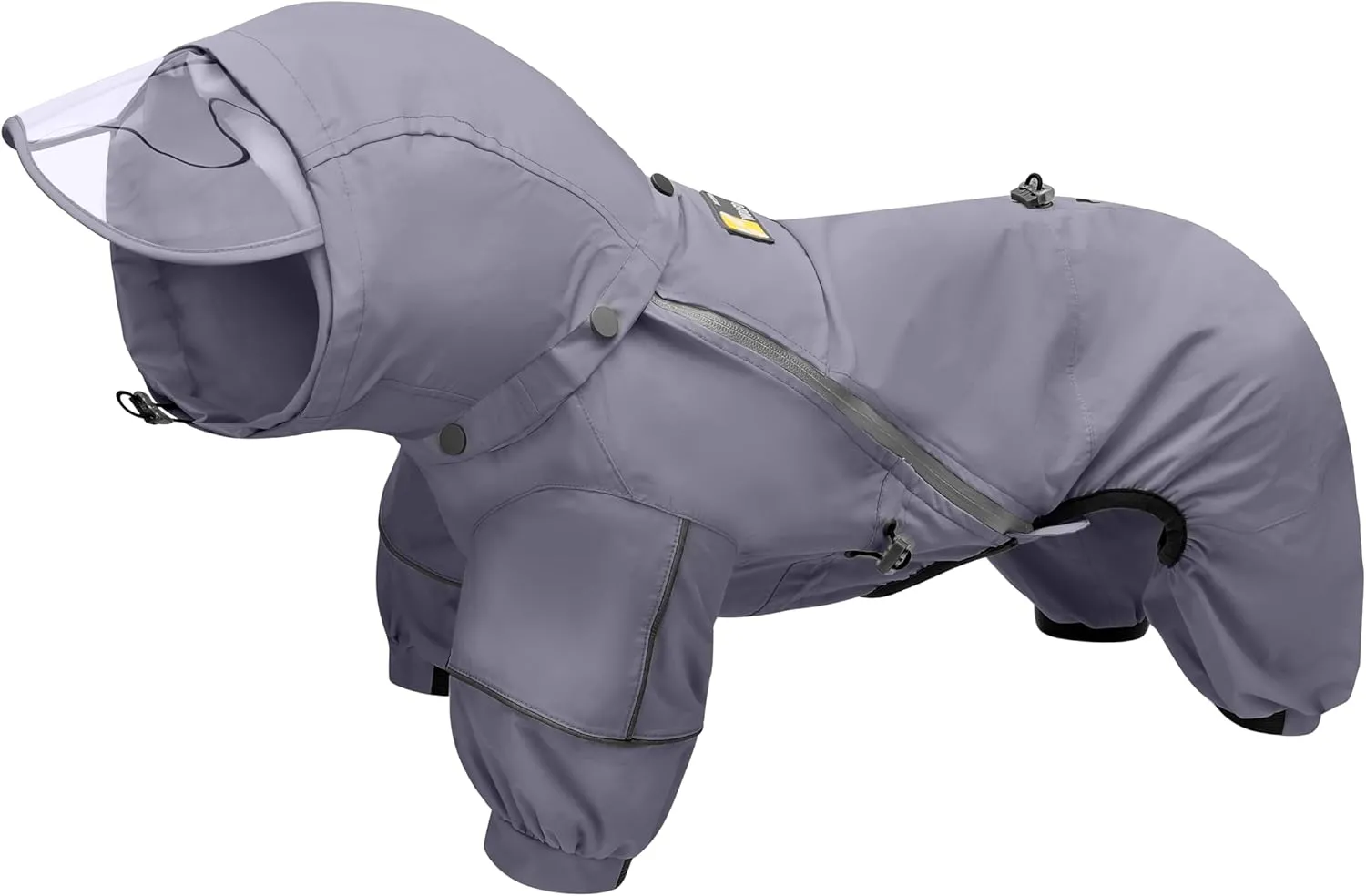 Full-Coverage Dog Raincoat, Lightweight, Comfortable, Adjustable & Easy to Wear Dog Rain Jacket, Detachable Cap, Reflective Strip (Grey, 2XL)