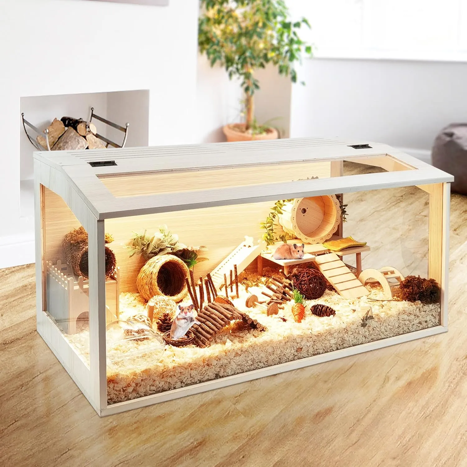 Hamster Cage Chew Proof, Mice and Rat Habitat Openable Top with Acrylic Sheets, Hamster Habitat Solid Built (32L x 16" W x 16" H)