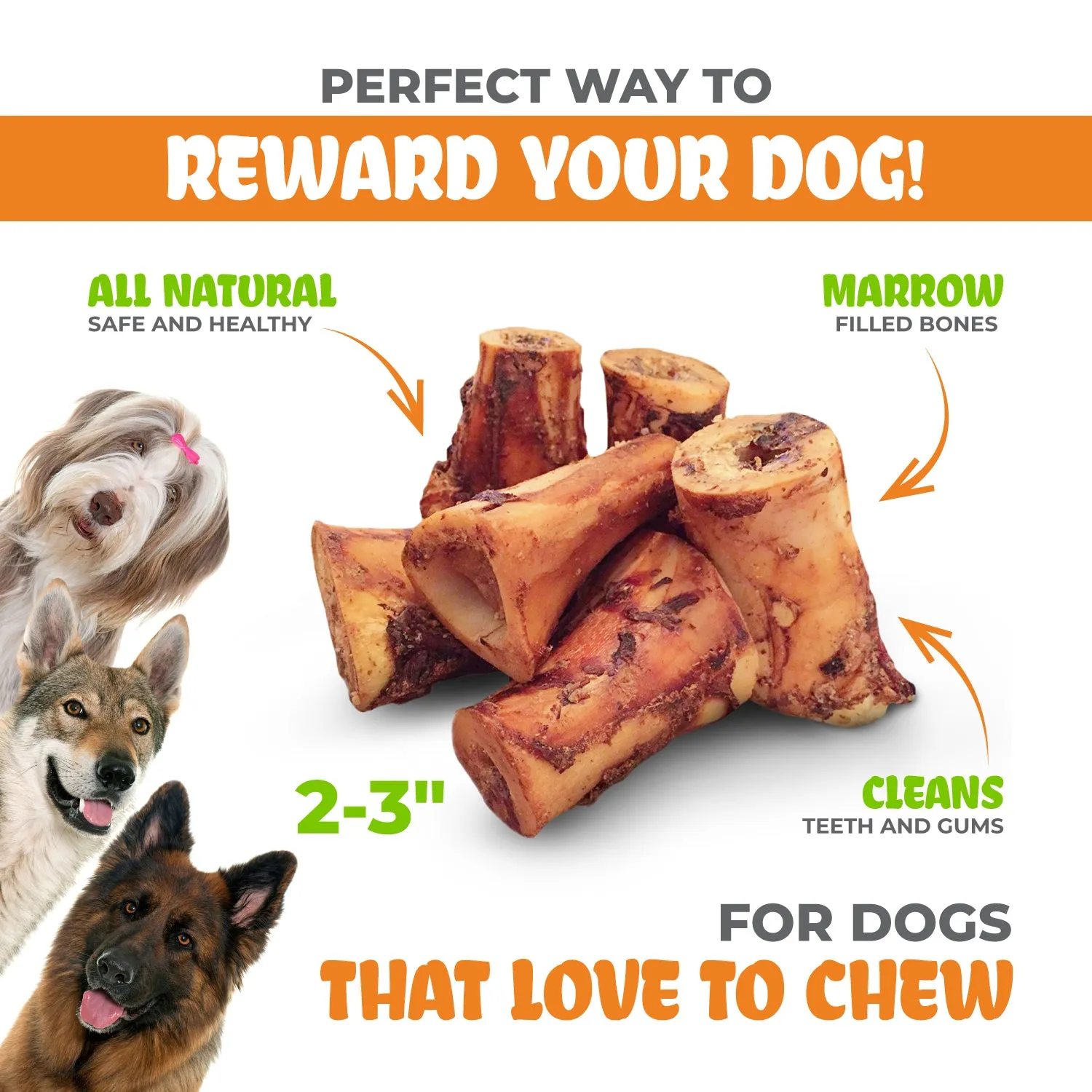 K9warehouse Beef Stuffed Marrow Dog Bones - 3 pack - 3 inch