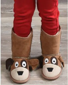 Kids Slippers / Boots | Puppy Dog | Brown