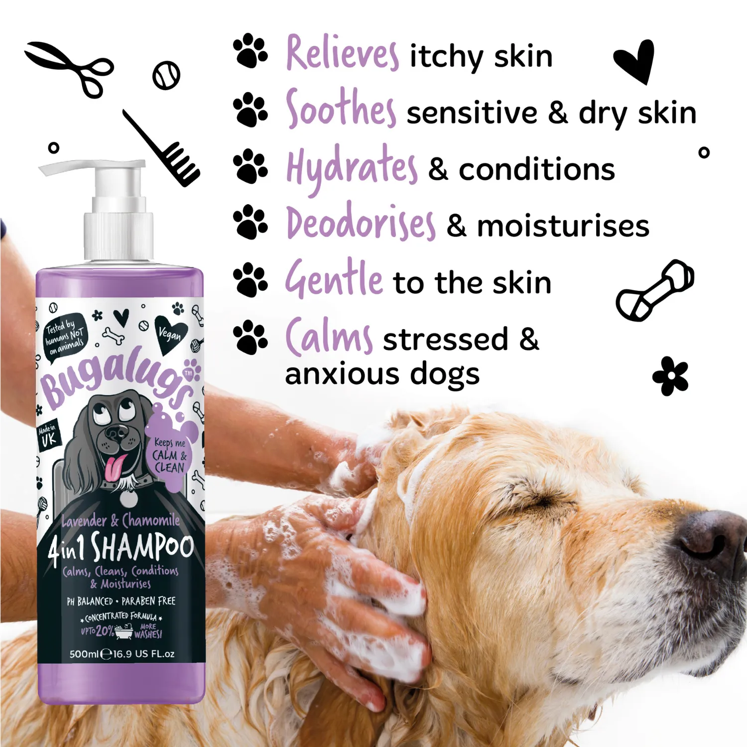 Lavender & Chamomile 4 in 1 Calming Dog Shampoo