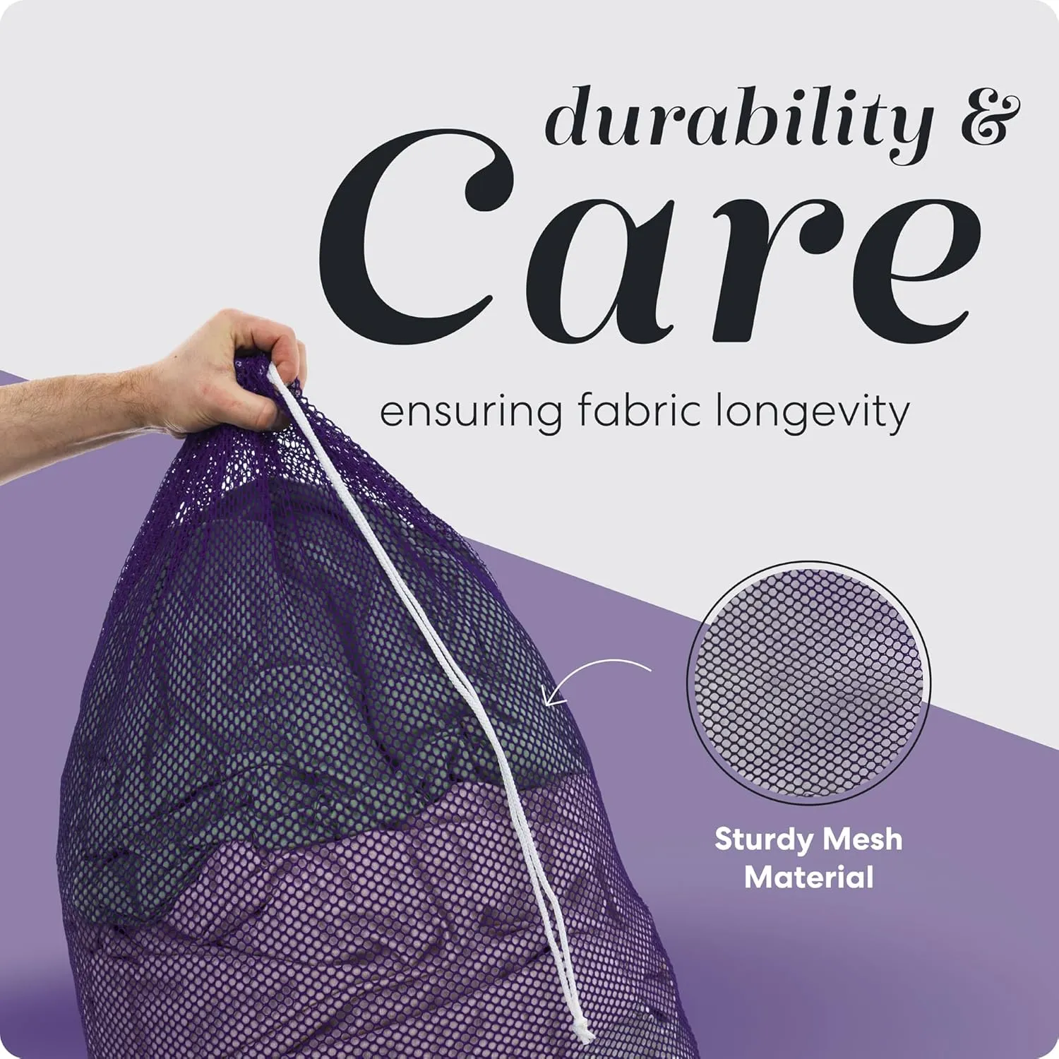Mesh XL Laundry Bag - Large 24" x 36" - Durable, Machine Washable with Secure Drawstring Closure - Perfect for College Dorms, Laundromats, Apartments (Purple)