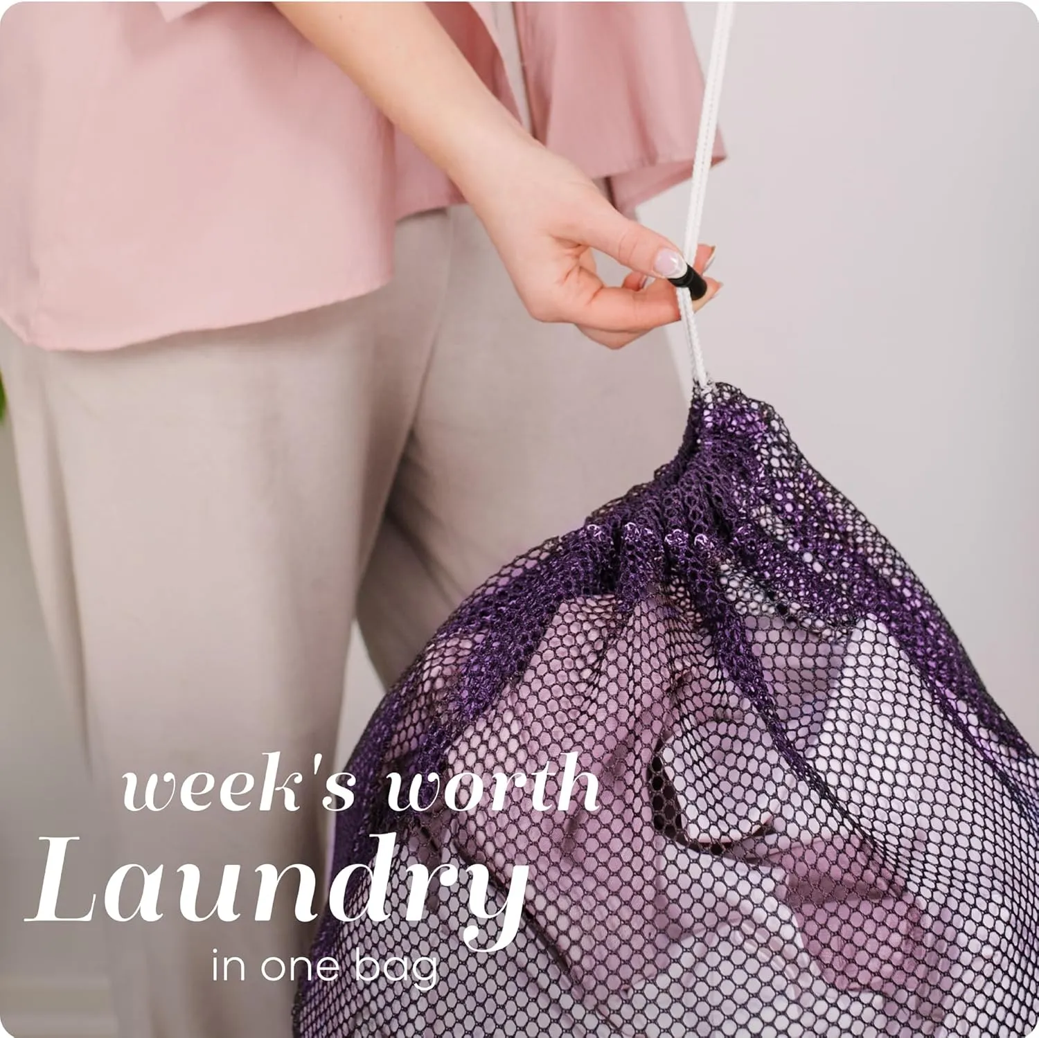 Mesh XL Laundry Bag - Large 24" x 36" - Durable, Machine Washable with Secure Drawstring Closure - Perfect for College Dorms, Laundromats, Apartments (Purple)