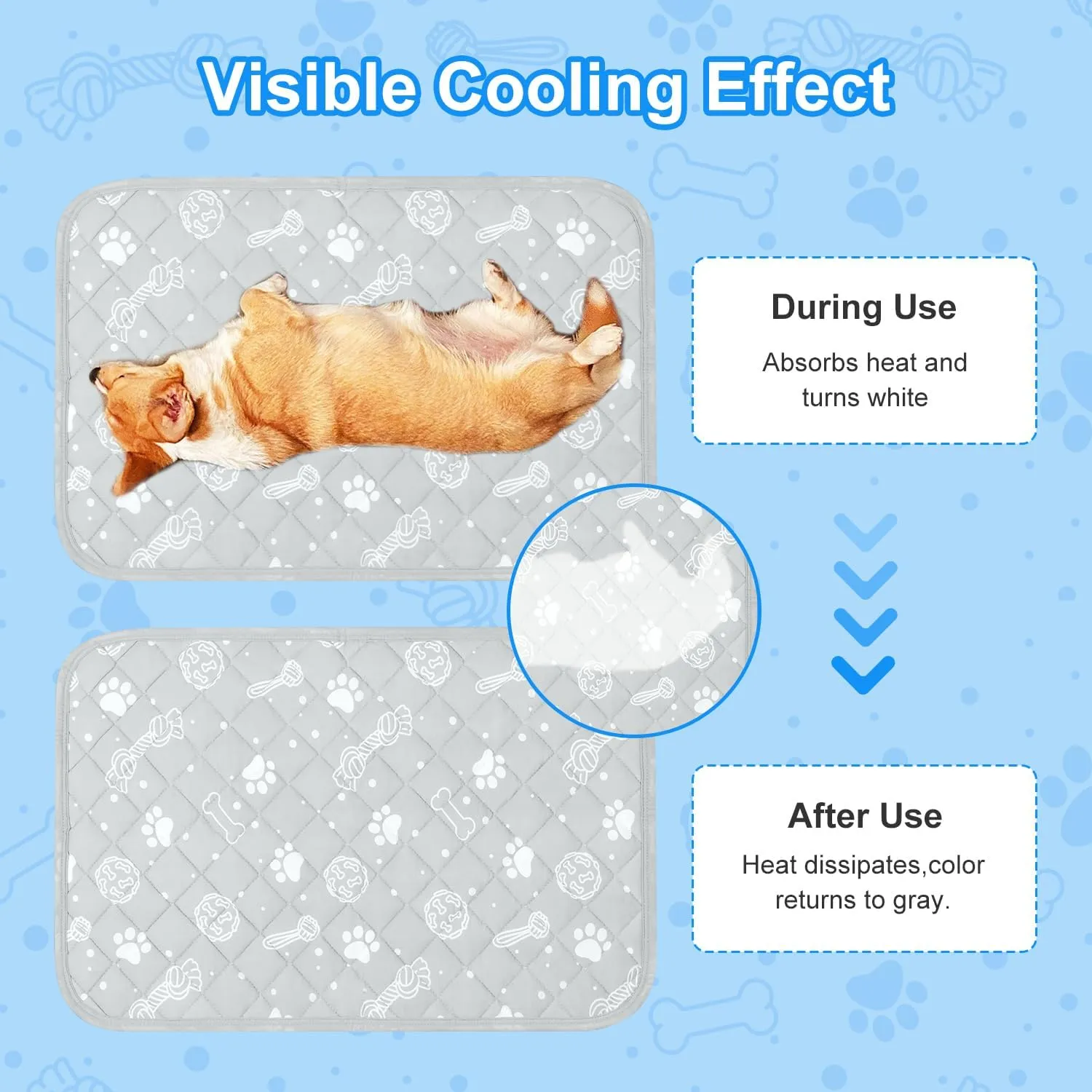 MH MYLUNE HOME Self Cooling Mat for Large Dog, 44x32 Arc-Chill Cooling Fiber & Endothermic Color Changing Pet Cooling Pad, Foldable & Washable Non-Toxic Summer Pet Blanket
