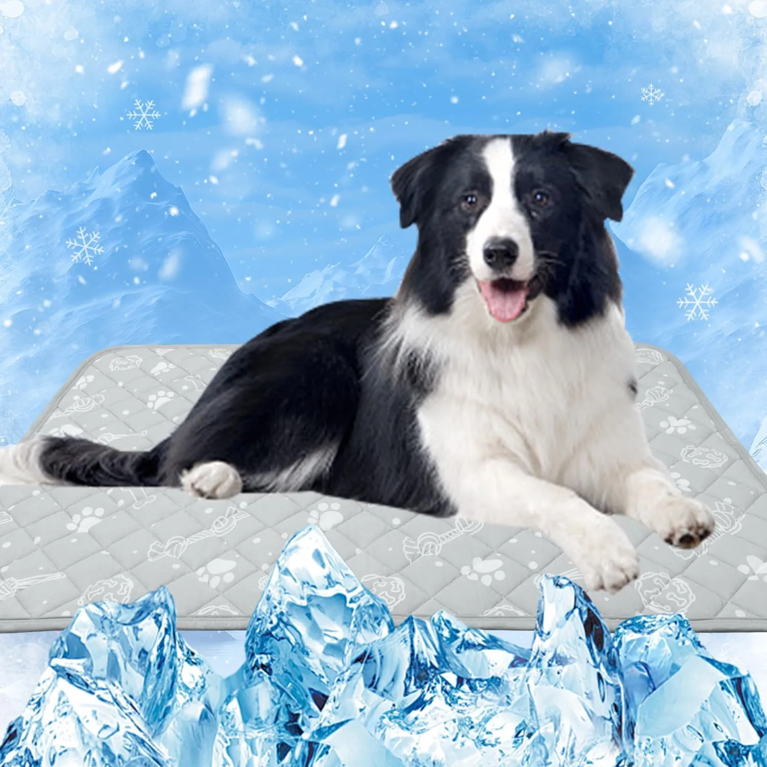 MH MYLUNE HOME Self Cooling Mat for Large Dog, 44x32 Arc-Chill Cooling Fiber & Endothermic Color Changing Pet Cooling Pad, Foldable & Washable Non-Toxic Summer Pet Blanket