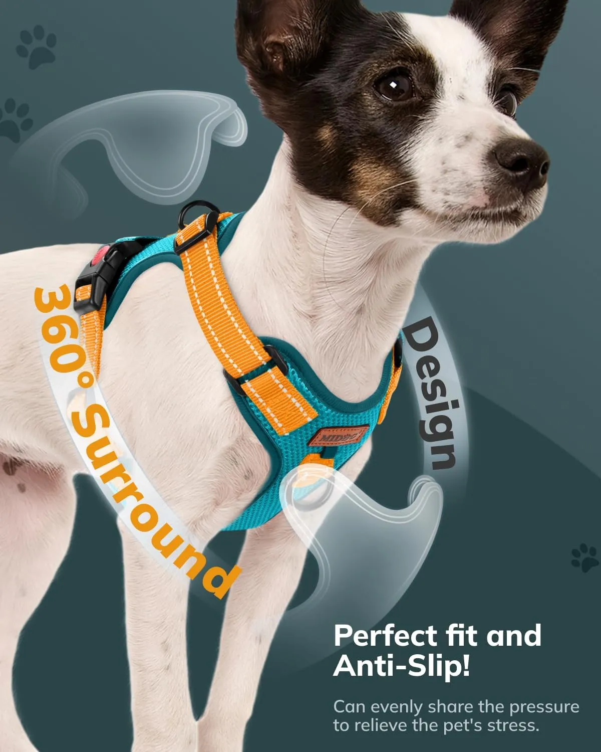 MIDOG Dog Harness, No-Pull Pet Harness and Leash Set for Small Medium Large Dogs Walking, No Choke Front Clip Dog Reflective Harness, Adjustable Soft Padded Pet Vest with Easy Control Handle (Blue,XS)