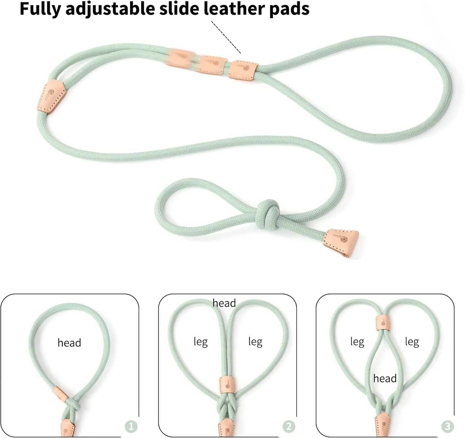 Mile High Life Harness Lead No Pull, All in one Dog Lead 2-in-1, Rope Leash and Harness Two in One, Slip Leash for Puppy Small Dogs Training, 4FT Green