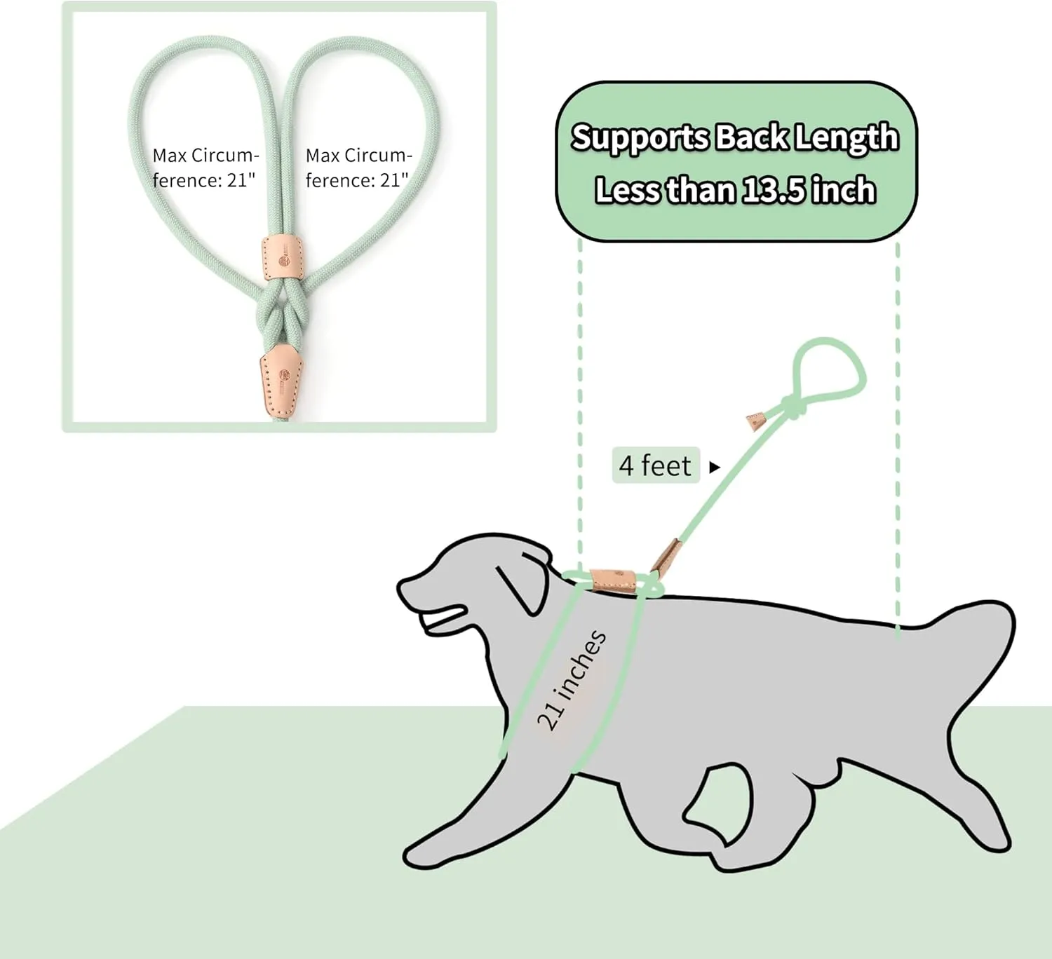 Mile High Life Harness Lead No Pull, All in one Dog Lead 2-in-1, Rope Leash and Harness Two in One, Slip Leash for Puppy Small Dogs Training, 4FT Green