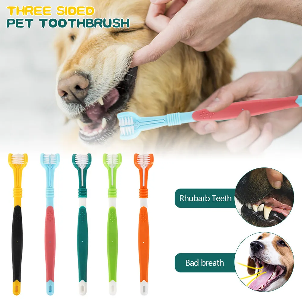 Multi-angle Three Sided Toothbrush for Dogs and Cats