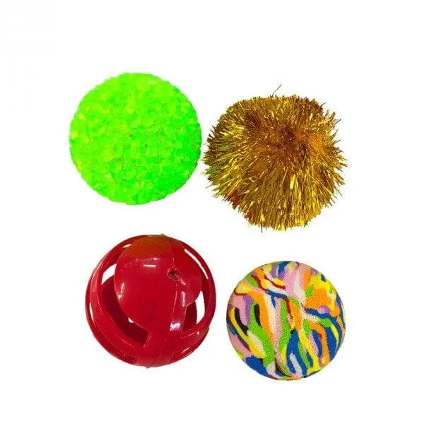 Pawise 4 Pack Assorted Balls Cat Toy