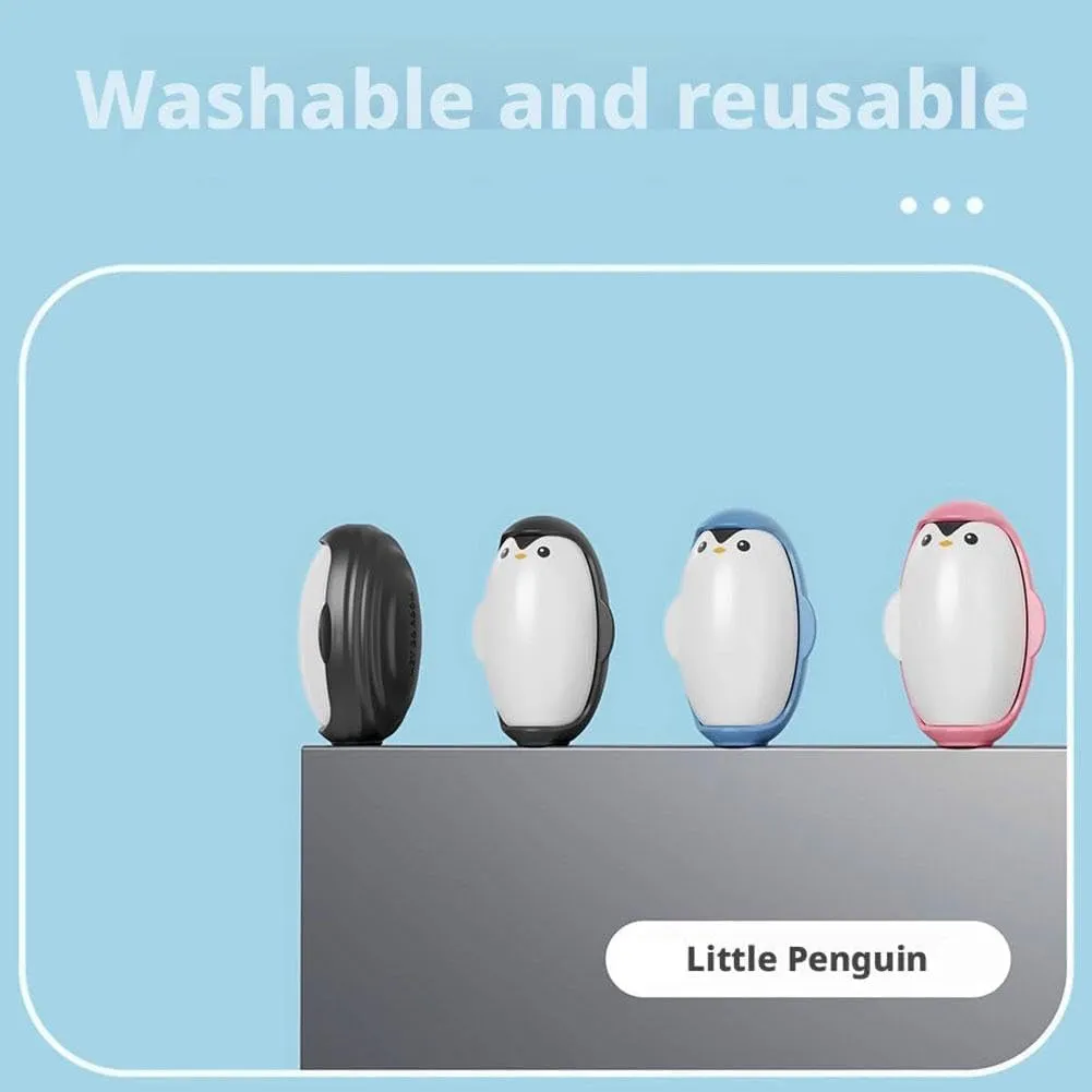 Penguin Hair Sticky Remover - Reusable Lint Roller Ball, Travel Size for Clothes (Black)