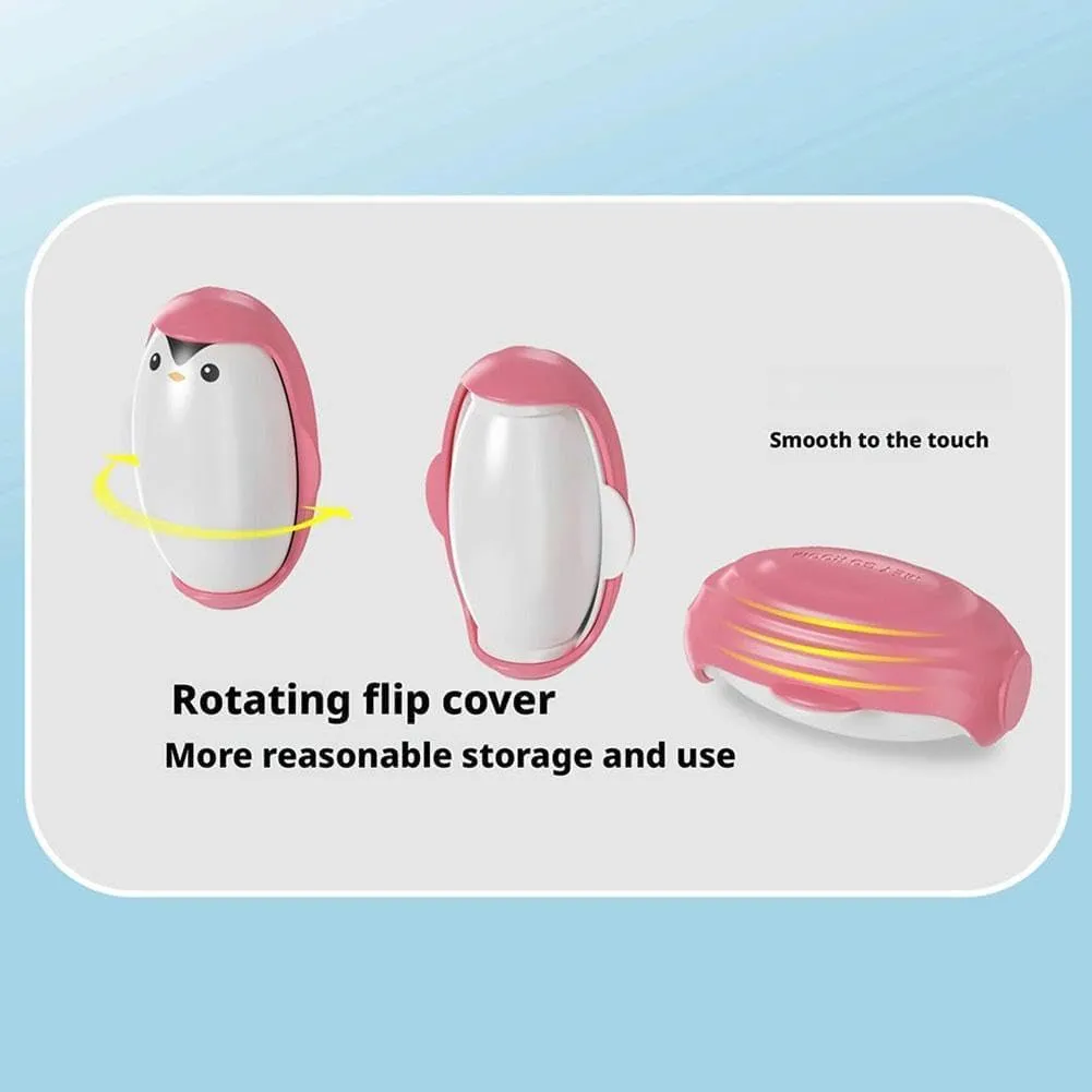 Penguin Hair Sticky Remover - Reusable Lint Roller Ball, Travel Size for Clothes (Black)