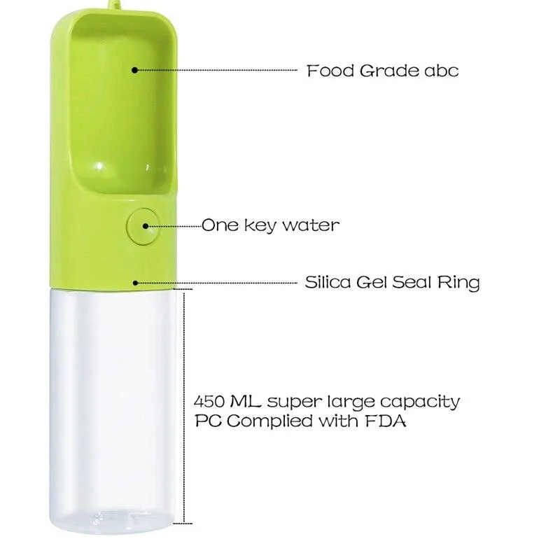 Portable Pet Water Bowl Bottle - Easy One Button Operation