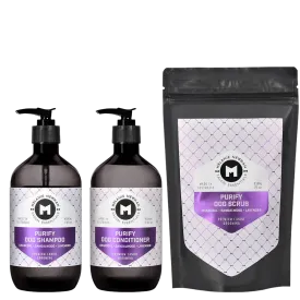 Purify Shampoo 500ml, Conditioner 500ml, Scrub 200g by Melanie Newman