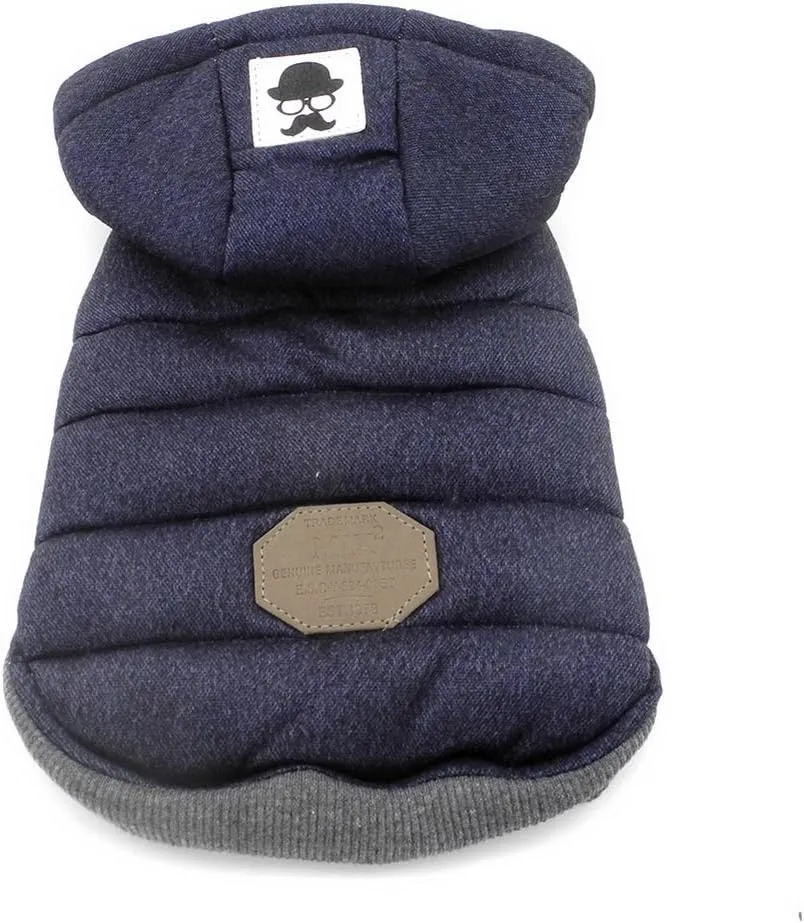 Ranphy Dog Winter Fleece Coat Cold Weather Jacket Chihuahua Hoodies for Small Medium Dogs Pet Cotton Padded Vest Coat Blue S (Size Runs Small One to Two Size Than US Size, Pls Choose Carefully)